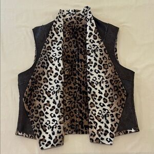 Leopard Print Faux Suede Reversible Vest XL
